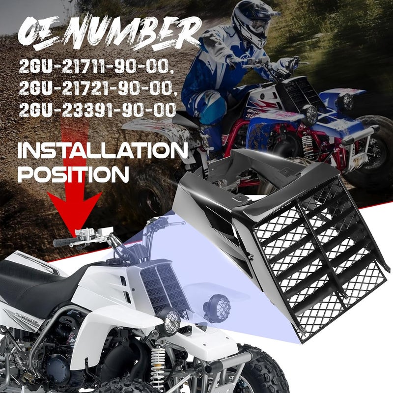 ATVMaster Black Plastic Gas Tank Side Covers with Grill, Compatible with Yamaha Banshee 350 1987-2006, 2-PC Set, OE 2GU-21711-90-00, 2GU-21721-90-00, 2GU-2171L-00-00 - Image 2